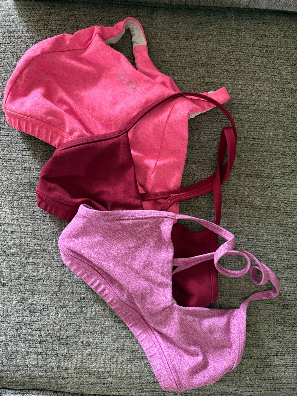 Fleo Trio Sports Bras in Coral, Magenta and Berry